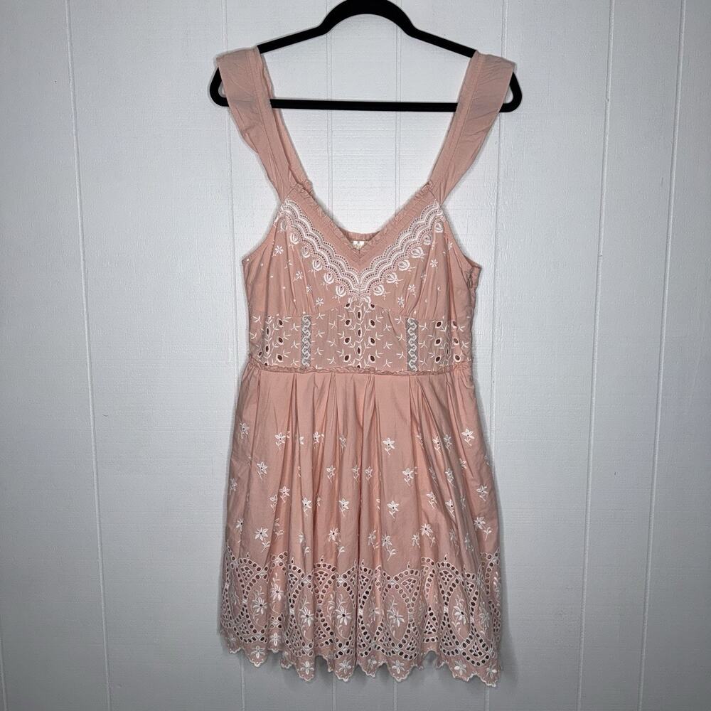 Love Shack Fancy Women’s Mochi Cotton Eyelet Mini Dress Romantic Pink Size 6 - Picture 3 of 8